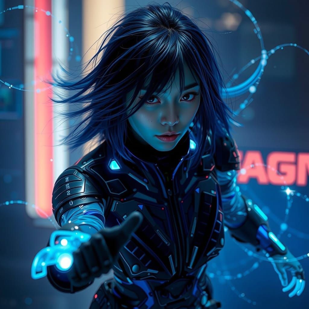 Cyberpunk Anti-Heroine in Futuristic Armor