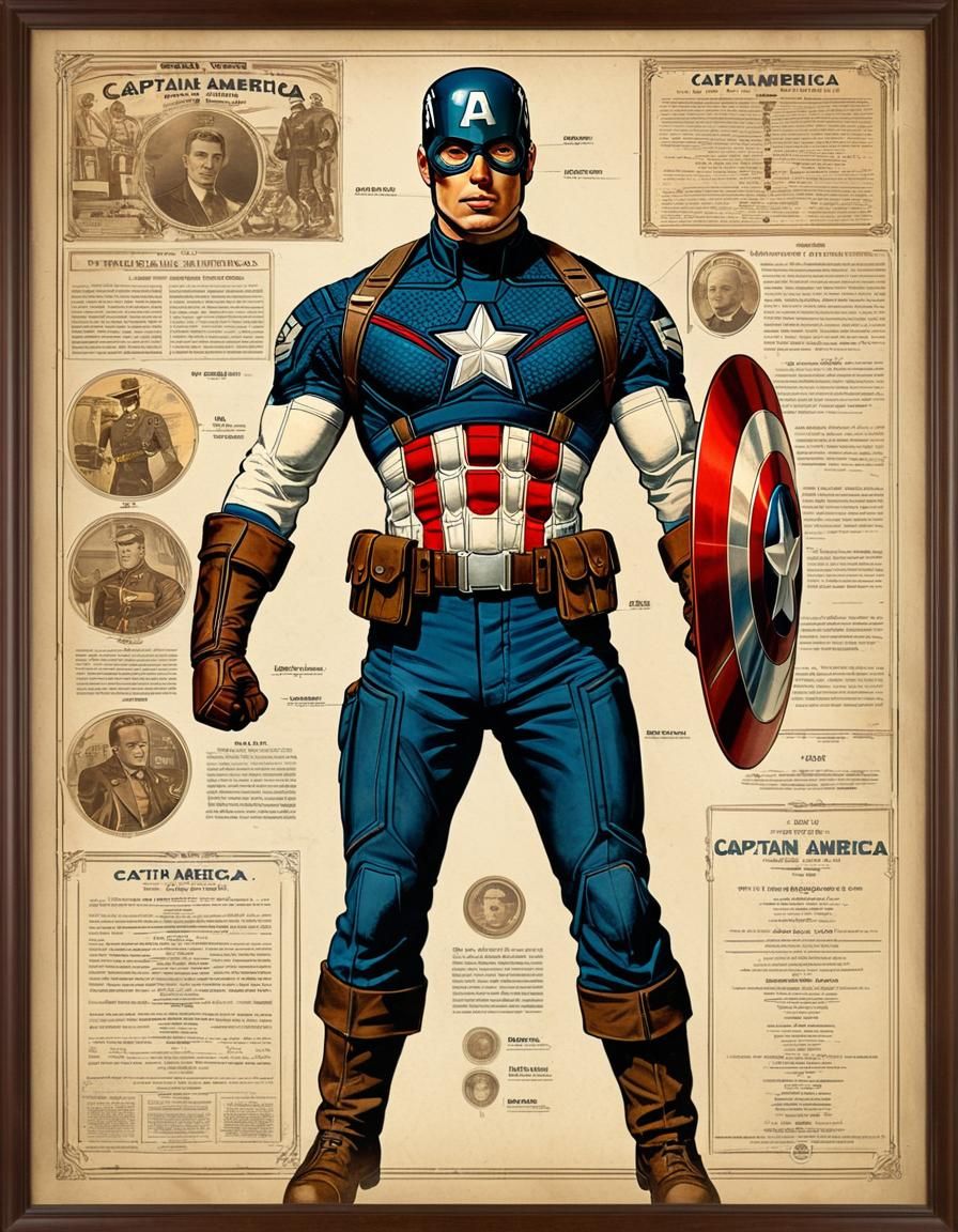 Magazine Cover featuring Captain America's Anatomy Chart