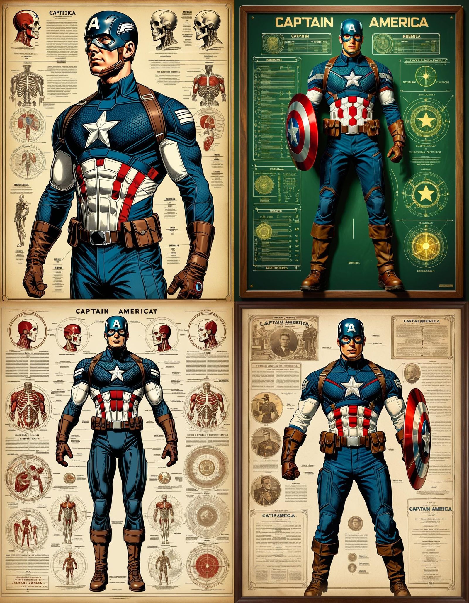 Magazine Cover featuring Captain America's Anatomy Chart