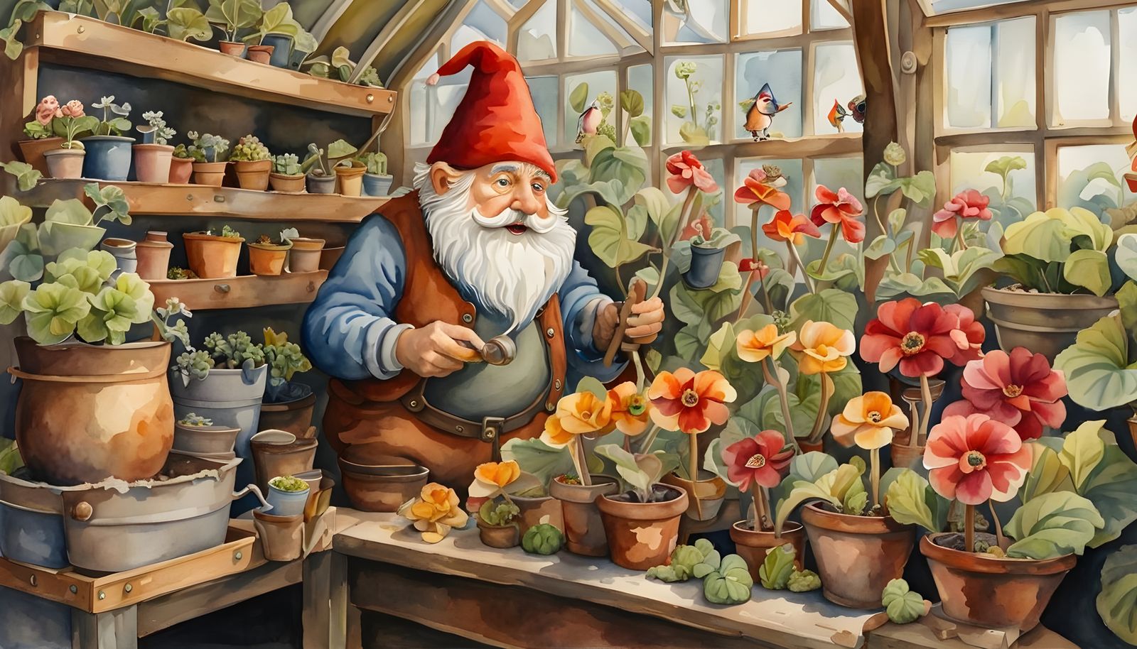Gnome tending his plants