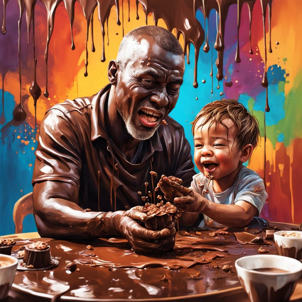 Hyperrealistic Toddler Covered in Chocolate Concept Art