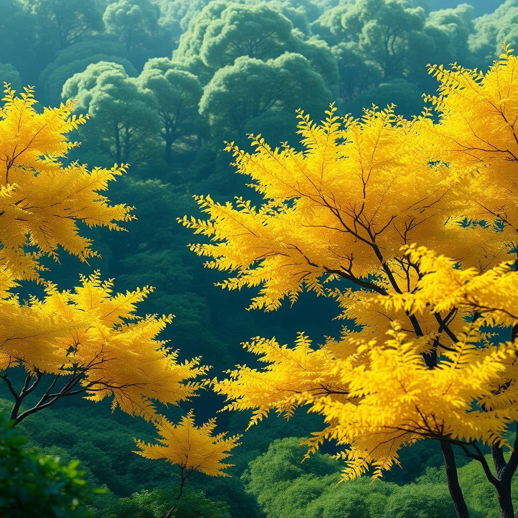 Serene Japanese Forest in Vibrant Anime Style