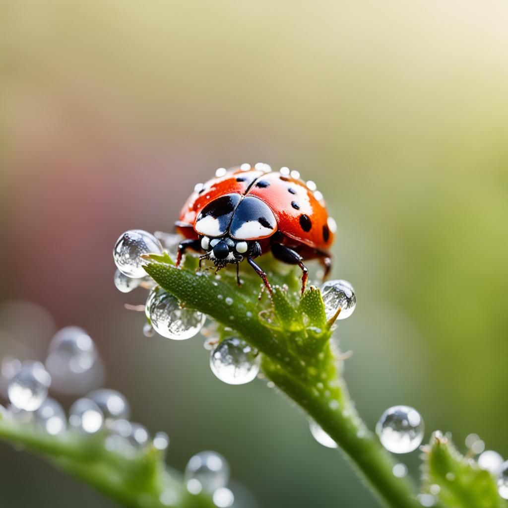 Ladybug with Dew: Macro Photography