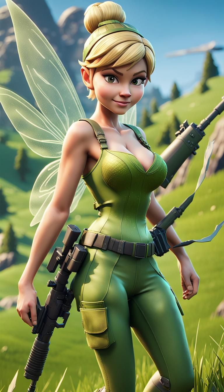 Dangerous Tinkerbell with Sniper Rifle in Fortnite Style