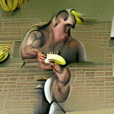 Muscular Man Eating Bananas in Casual Photo