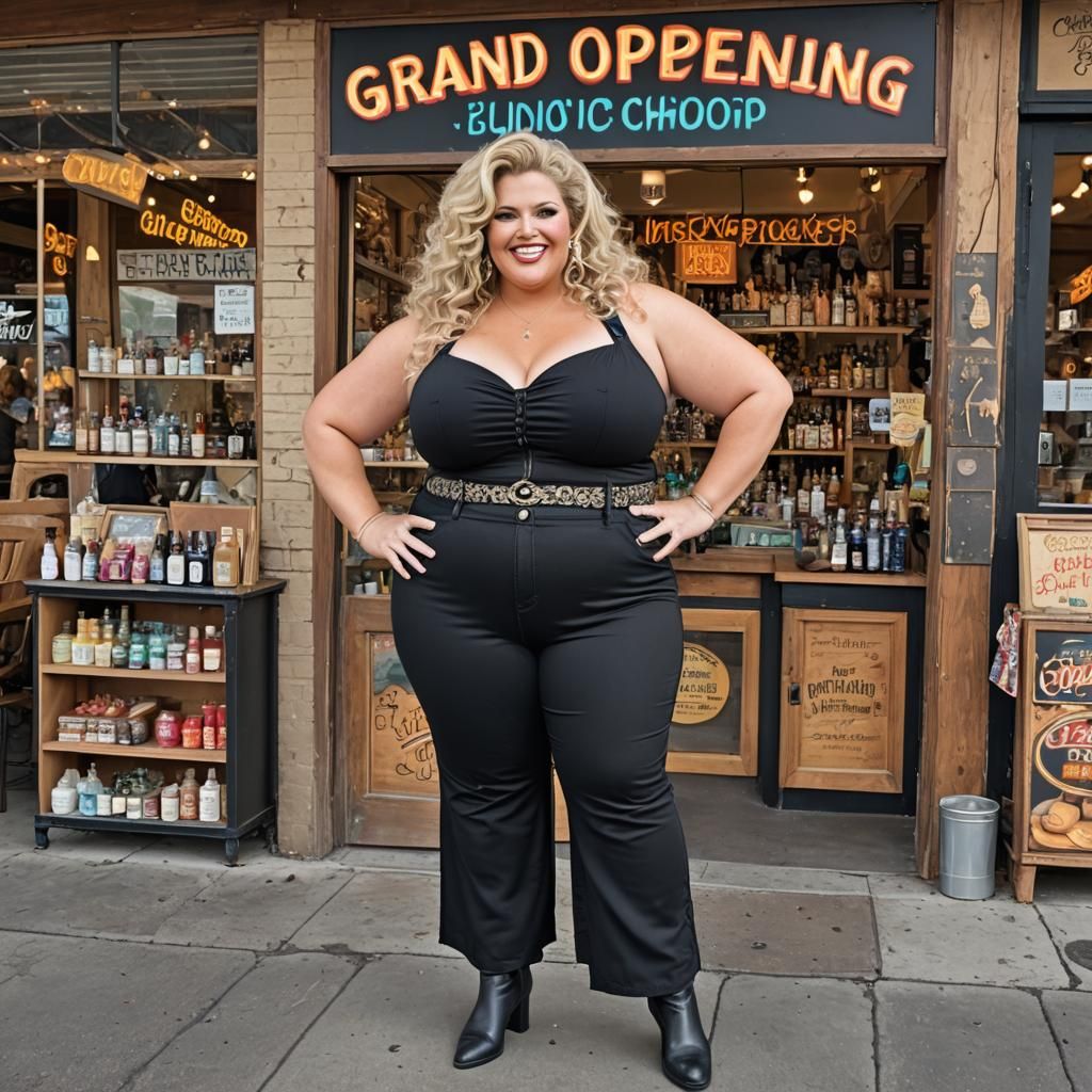 Grand Opening Sign Featuring Curvy Woman
