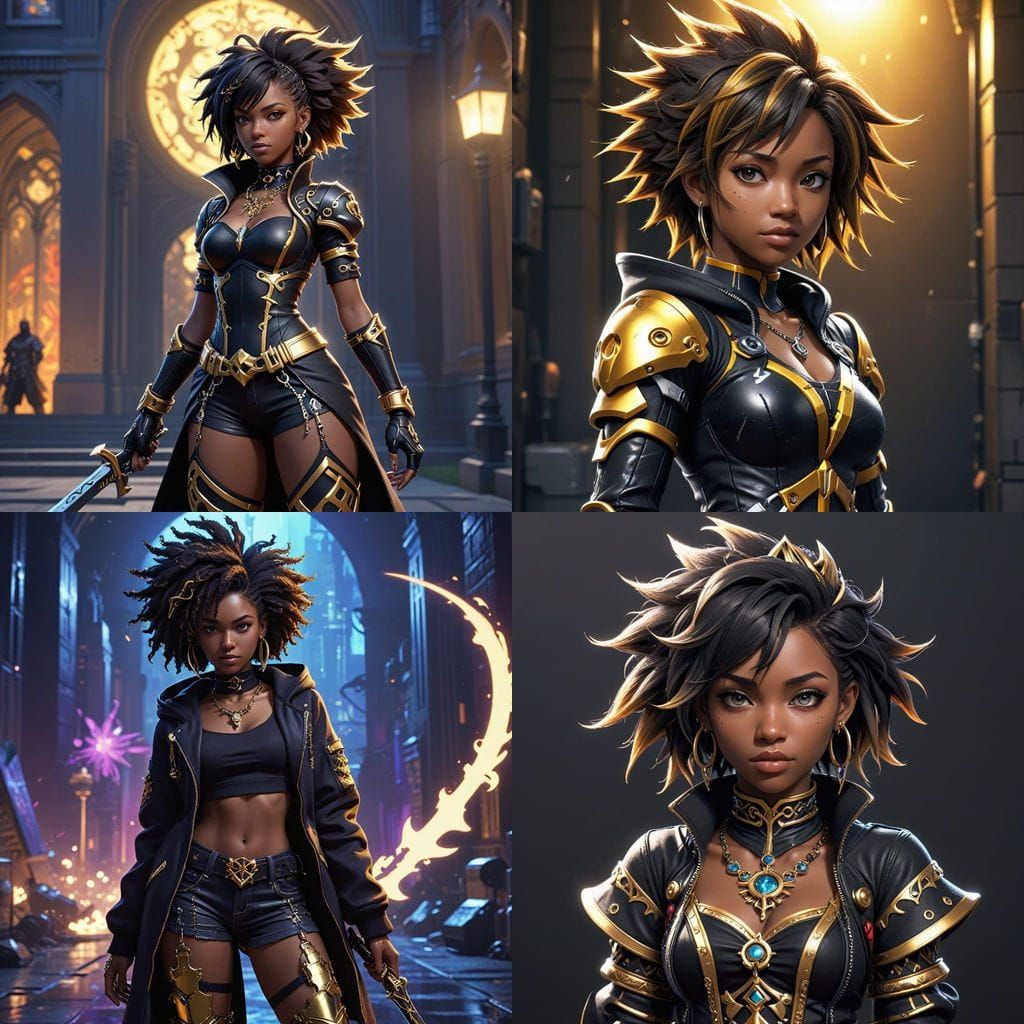 African American College Girl in Kingdom Hearts Attire