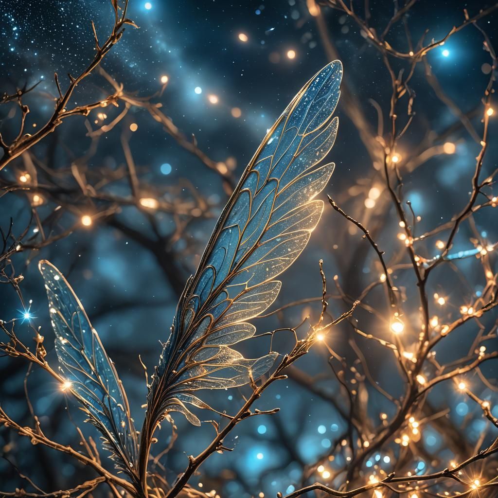 Glowing Fairy Wing Illuminates Night Sky