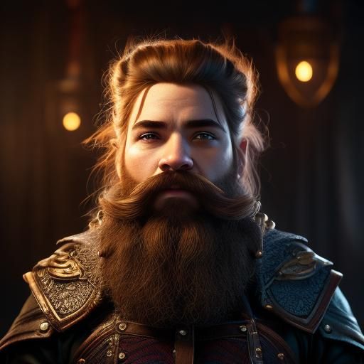 Dwarf Fighter with Spear: Comic Fantasy Portrait