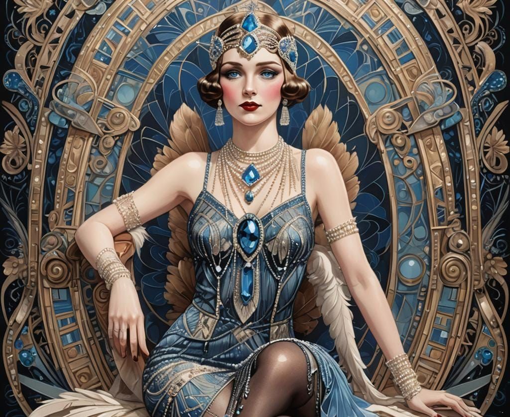 1920s Art Deco Burlesque Dancer Illustration