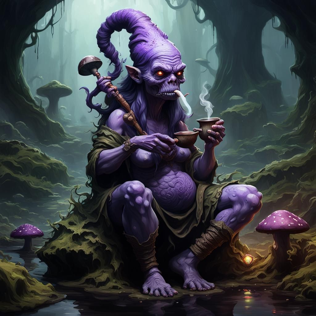 Swamp Siren Smoking Pipe: Dark Fantasy Art