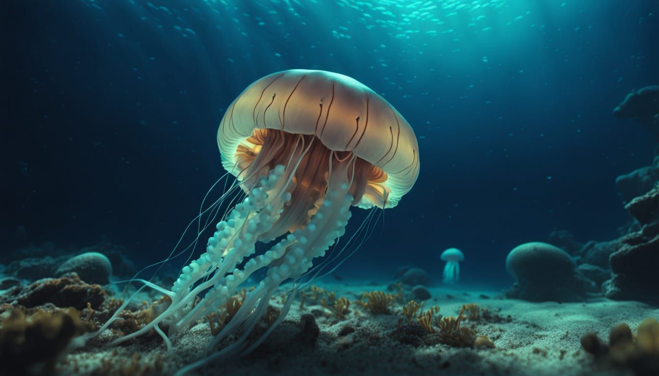 Hyperrealistic Underwater City with Jellyfish