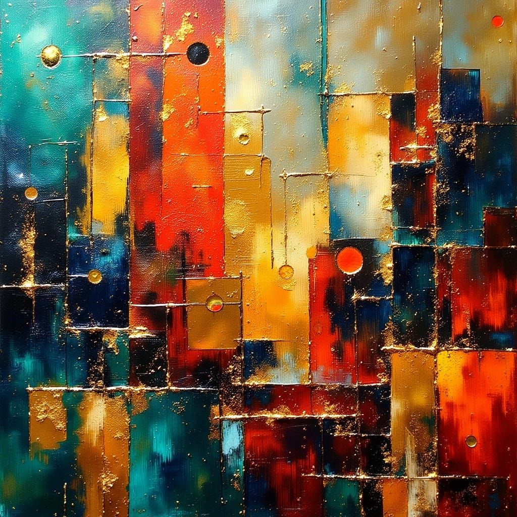 Synchromism Abstract Art: Geometric Shapes in Vibrant Colors