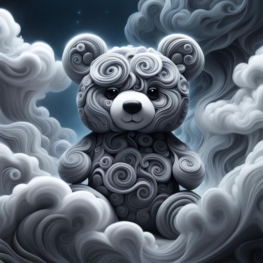 Mysterious Cloud Teddy Bear Anime Concept Art
