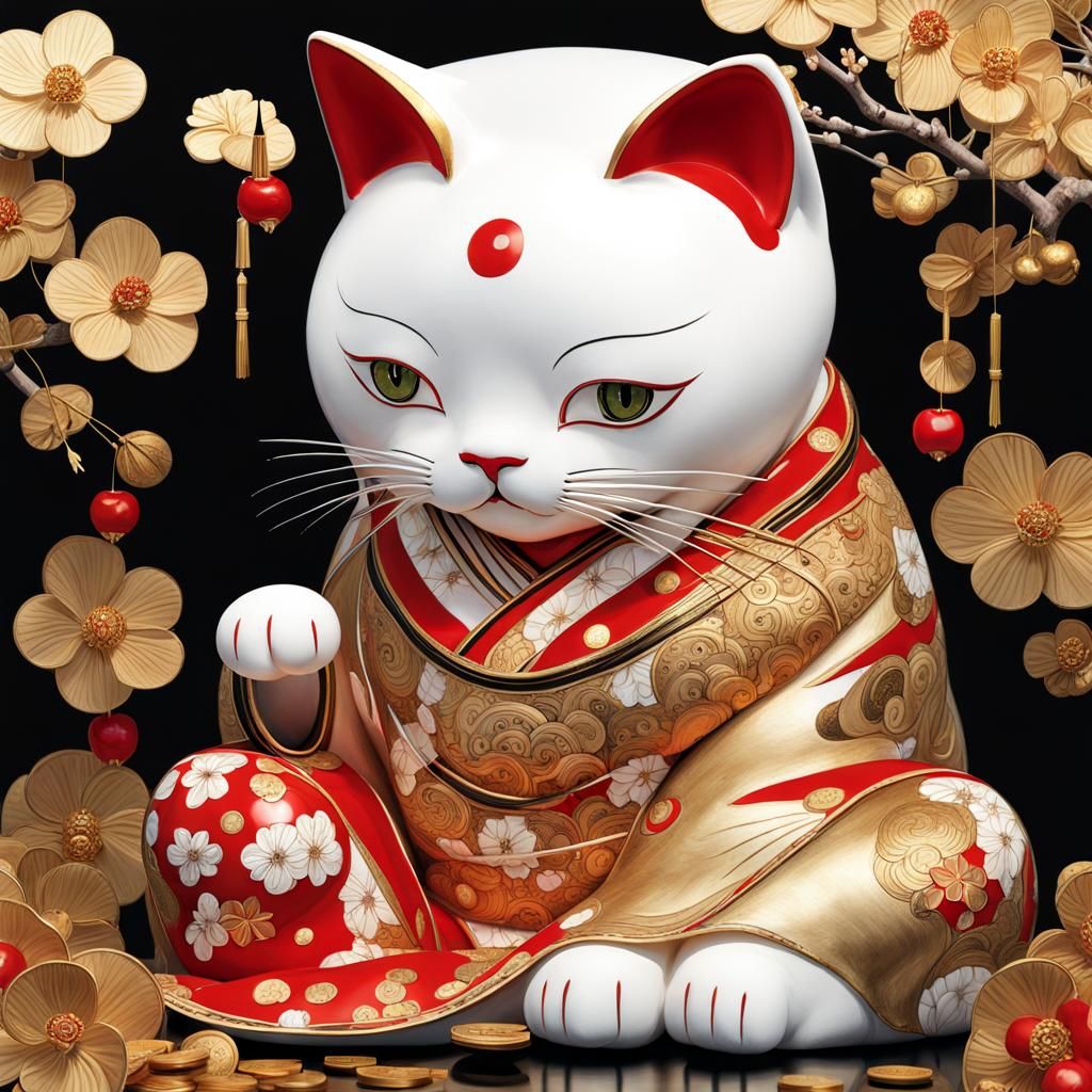 Maneki-Neko porcelain figurine