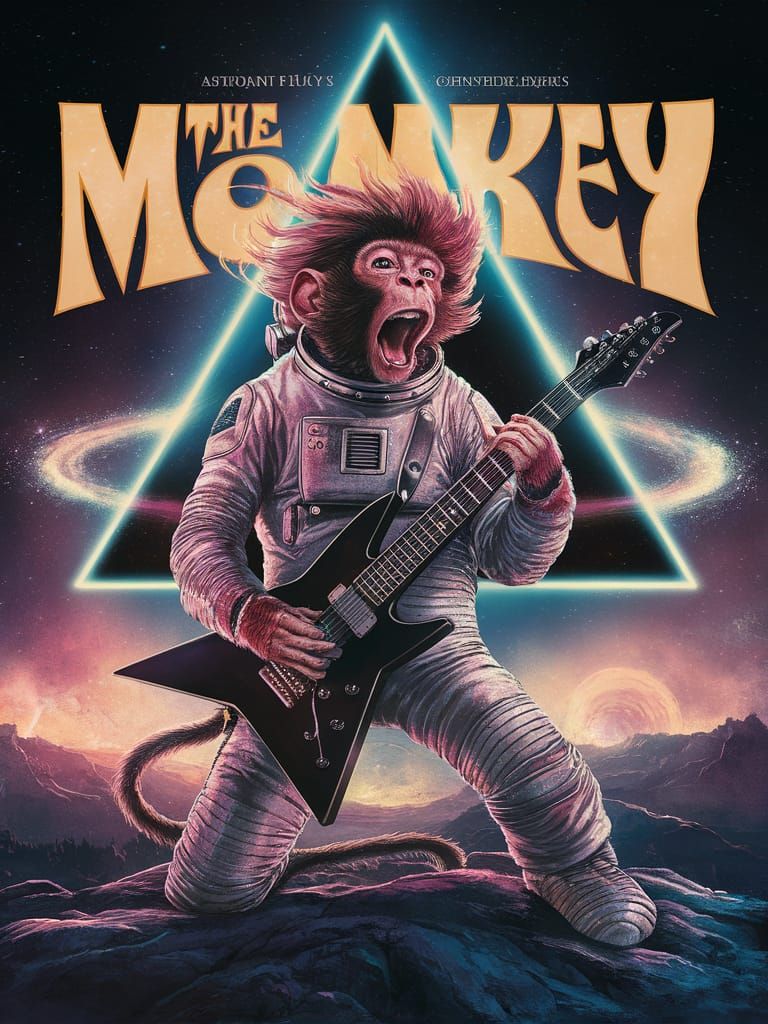 Astronaut Monkey's Rock Album Cover in Psychedelic Style