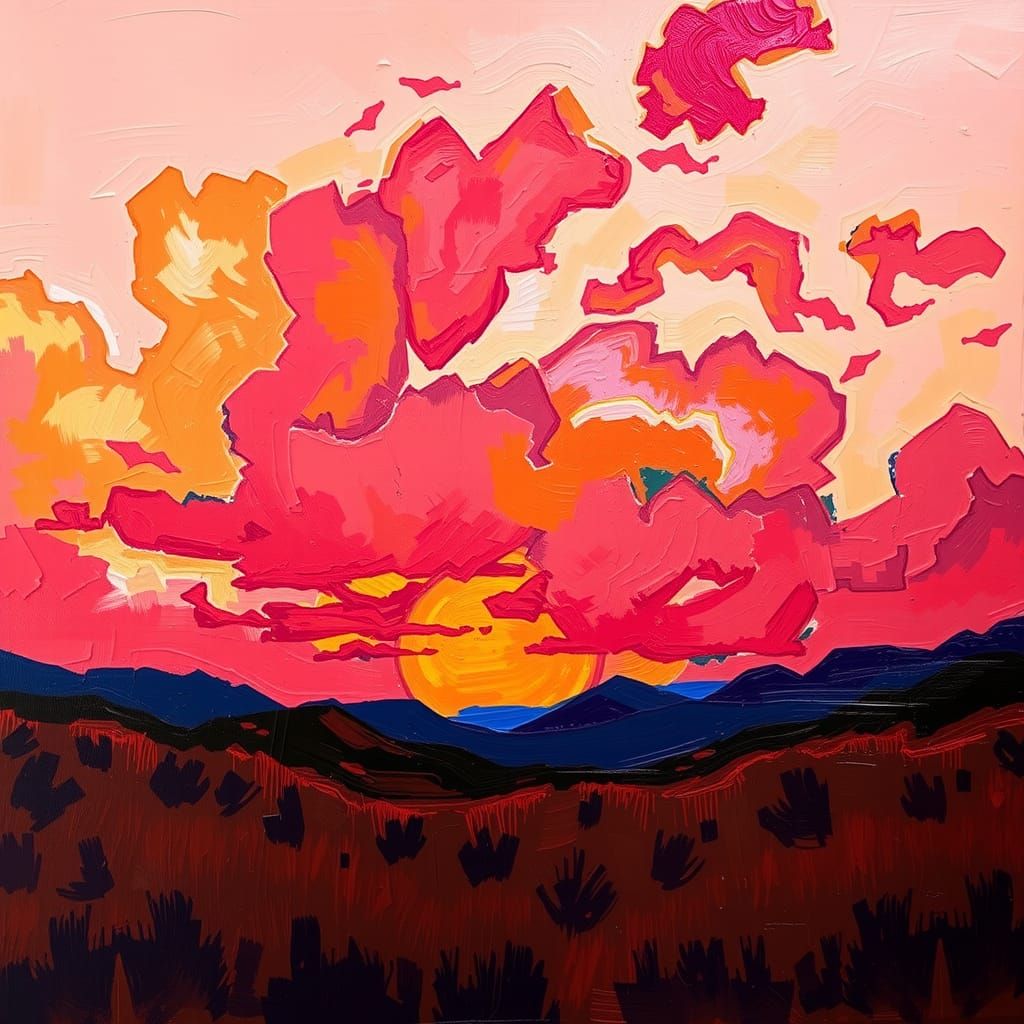 Expressive Sunset in Vibrant Post-Impressionist Style