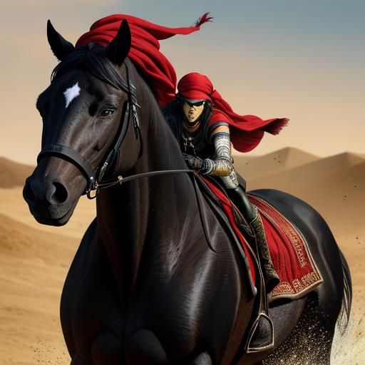 Smiling Black Horse in Red Cap: Hyperrealistic Art
