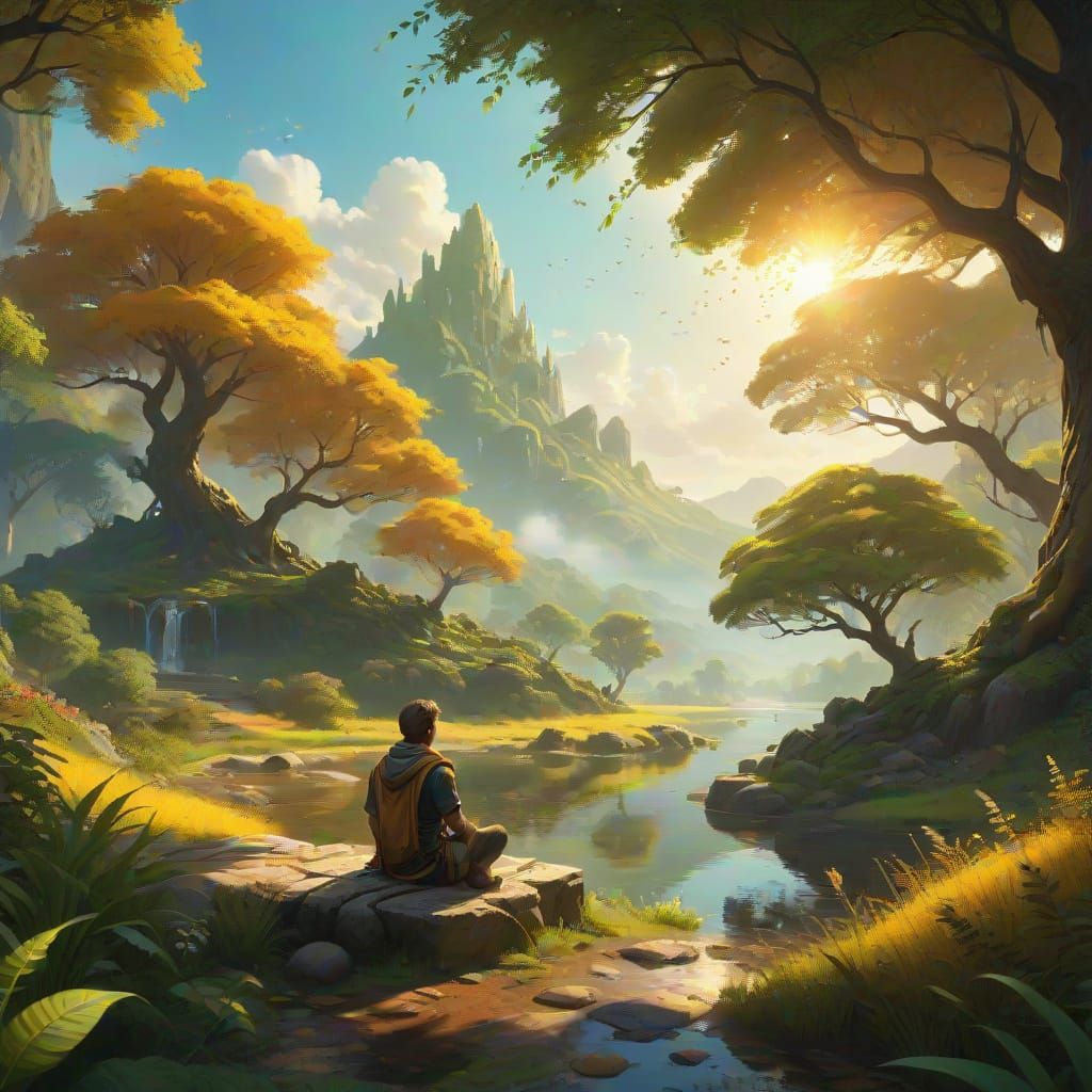 Serene Landscape: A Vibrant Oil Painting