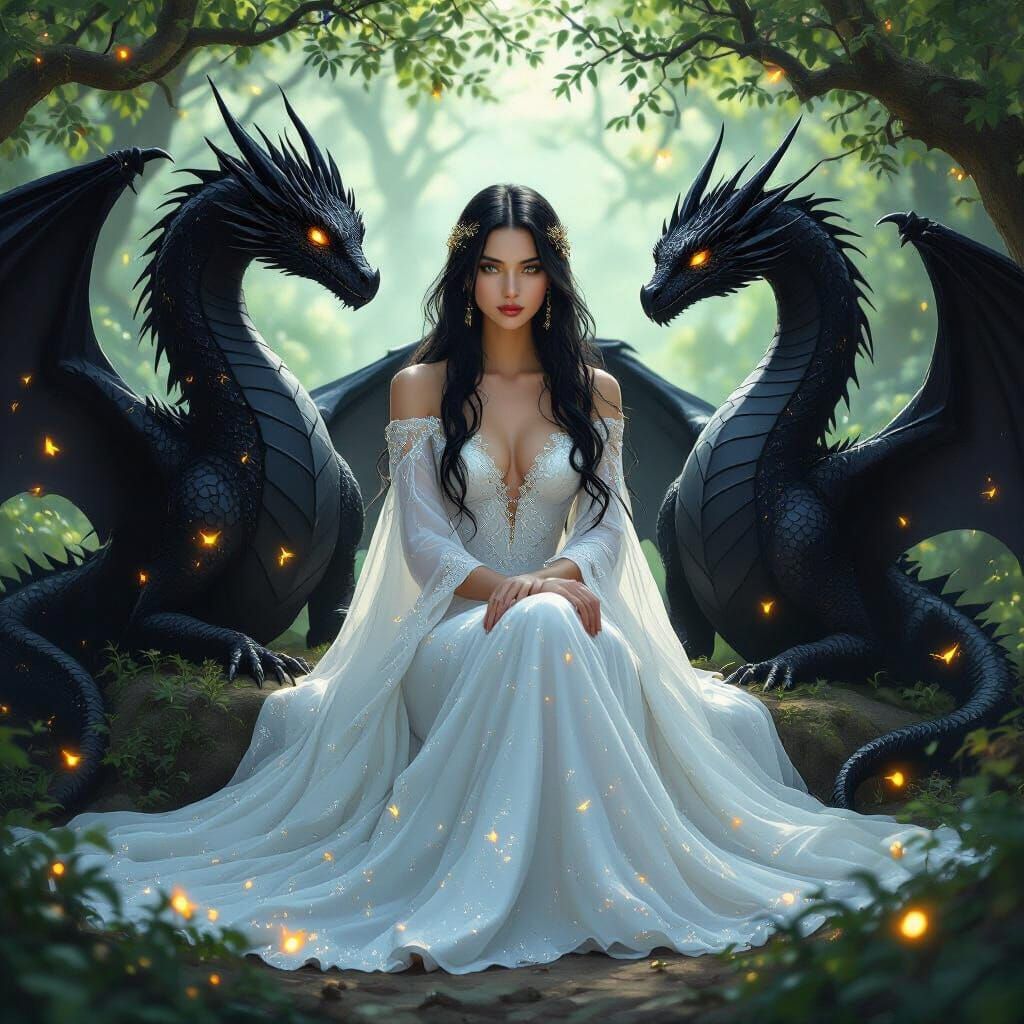 Enchantress and Shadow Dragons in Ethereal Grove