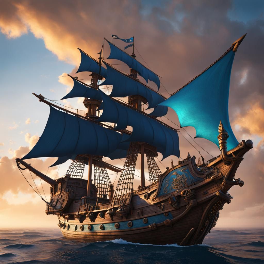 Pirate Ship with Dragon Figurehead: Fantasy Concept Art