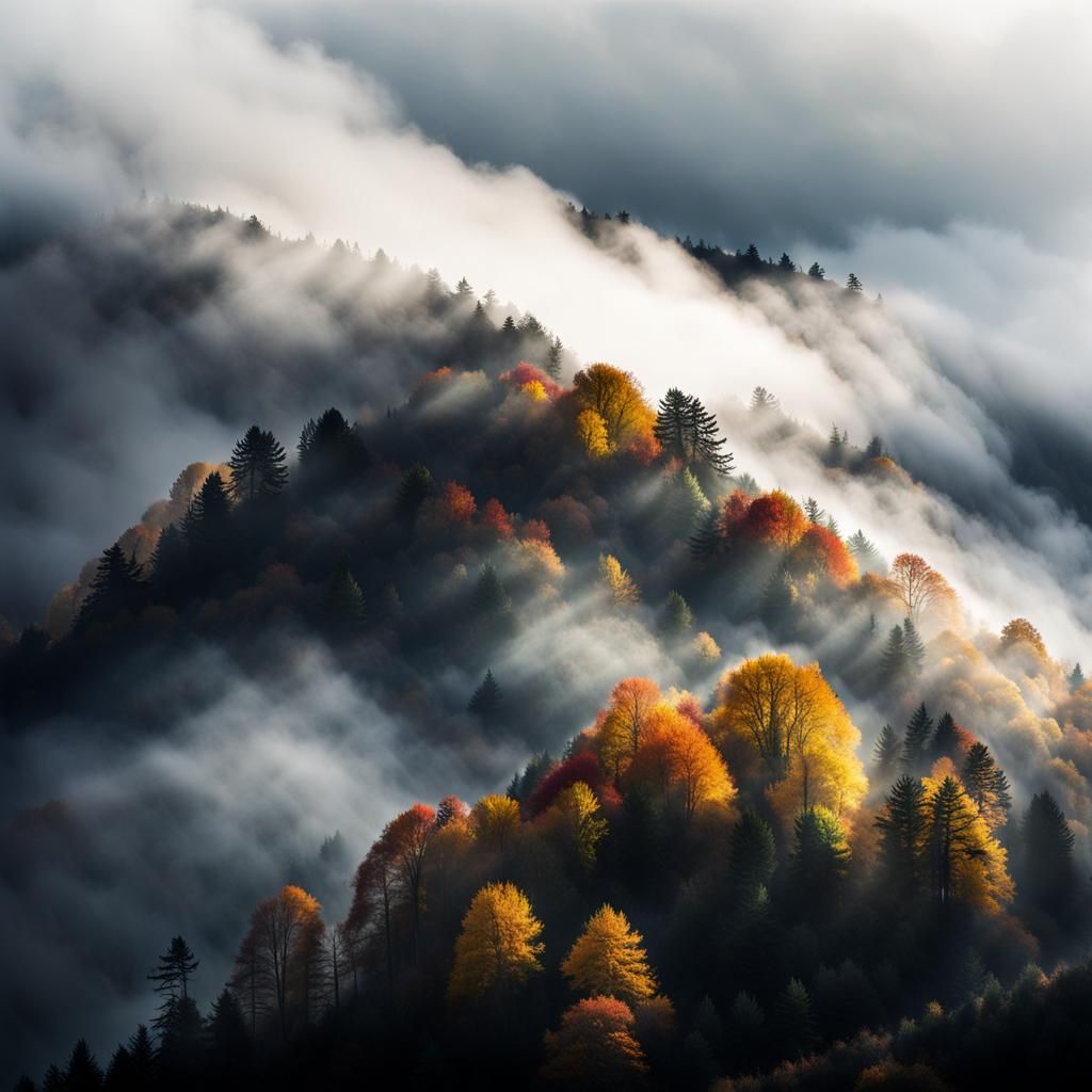 Autumn Landscape Photography: Moody Forest in Mist