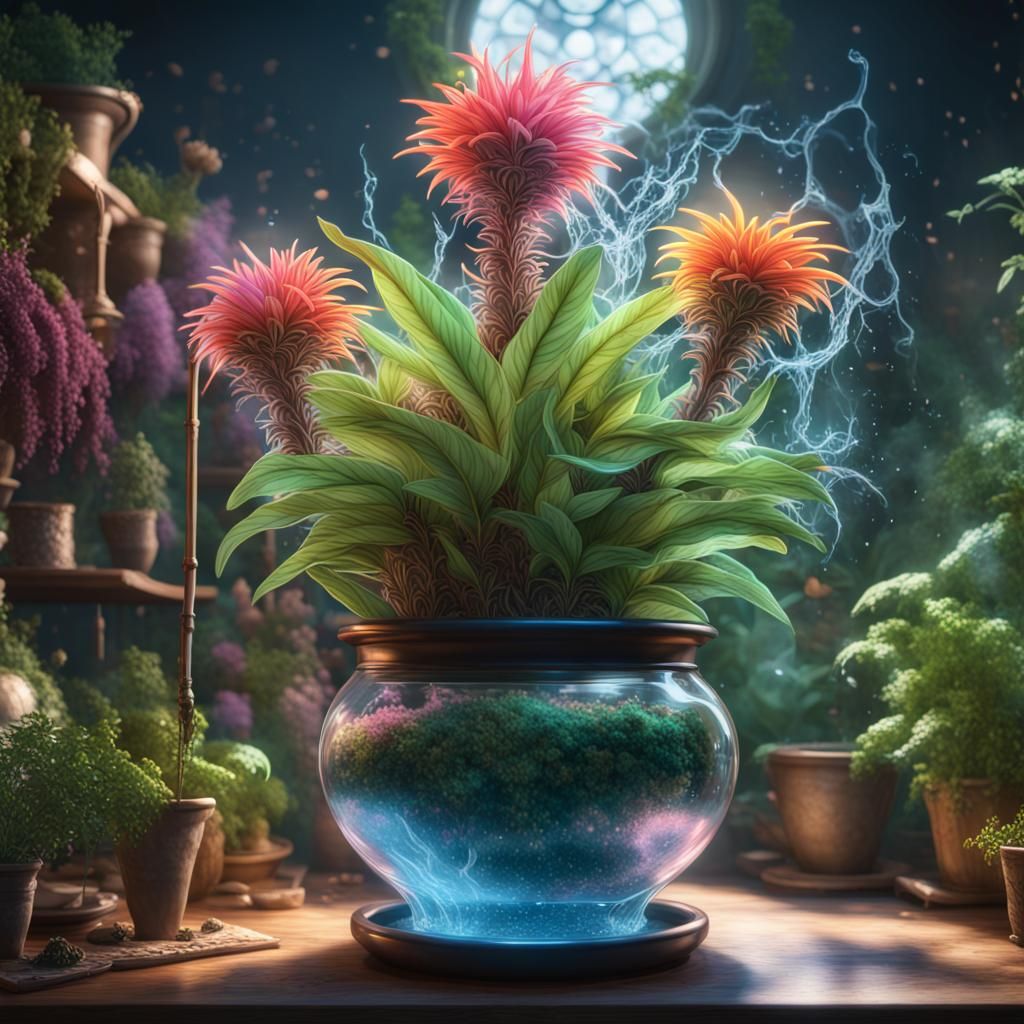 Magical Blooming Plant in Maximalist Style
