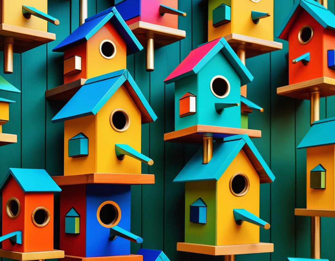 Colorful Cubist Birdhouses Inspired by Picasso and Braque