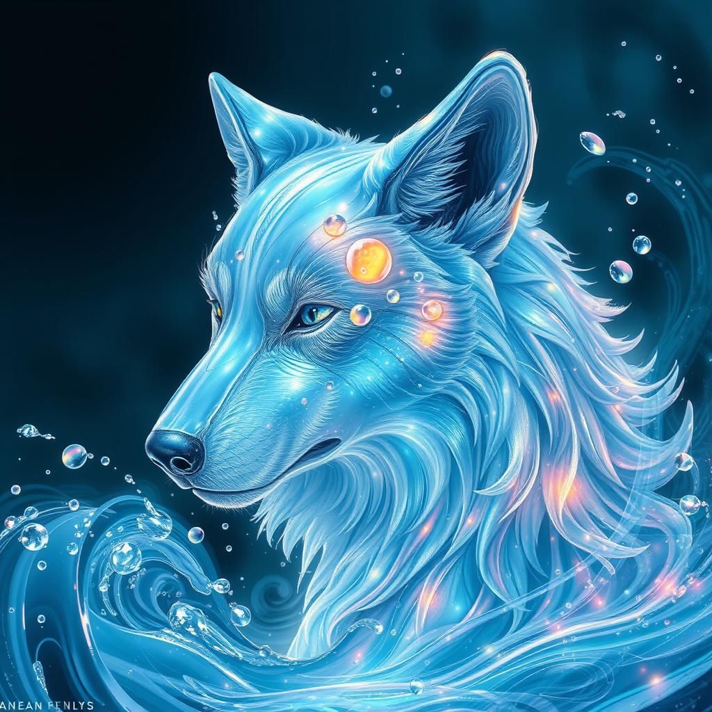 Ethereal Water Wolf in Digital Art Style