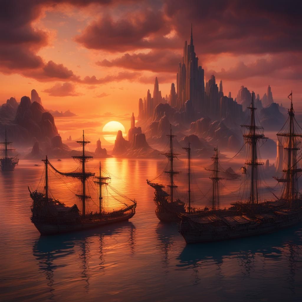 Sunset Over the Bay: Detailed Matte Painting