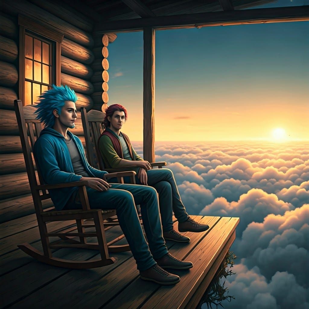 Friends at Sunrise: Dreamy Digital Art