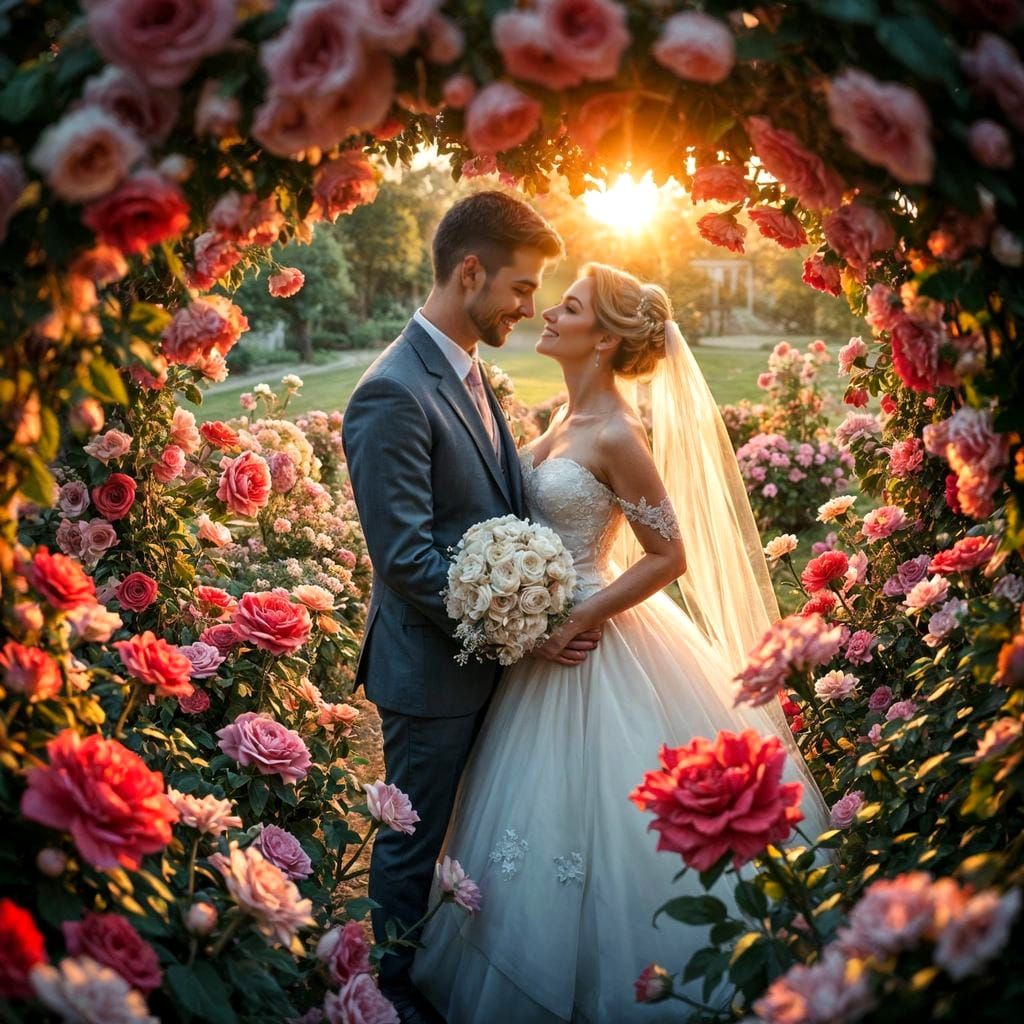 Whimsical Golden Hour Garden Romance