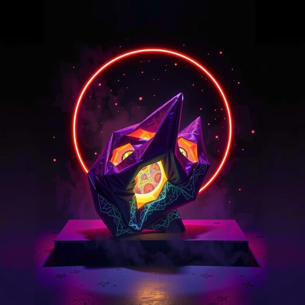 eyes darkly soft clothing 3D origami fractal chromoshadow vi...