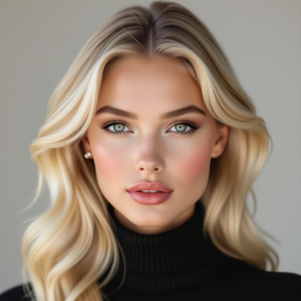 Y2K Pale Blonde Supermodel with Doll-like Features