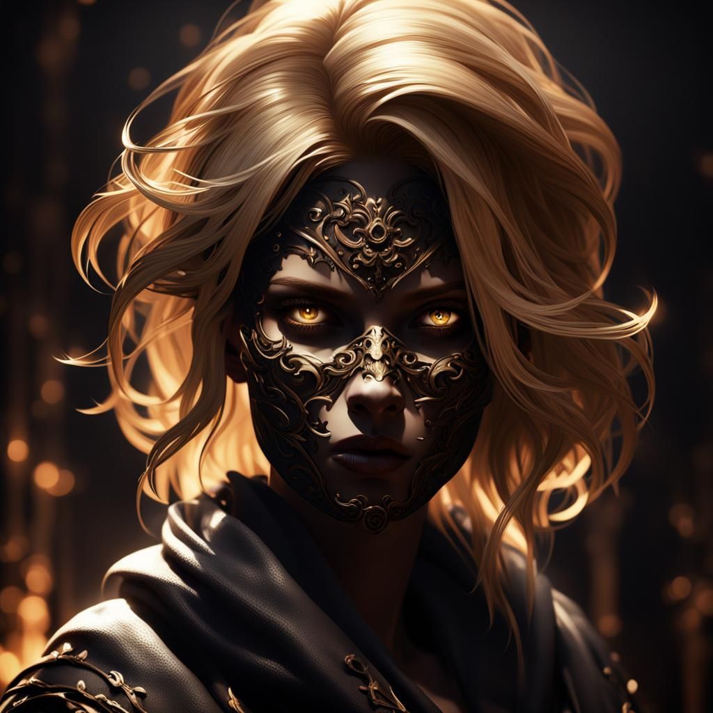 Mysterious Blonde Woman in Shadow: 3D Art