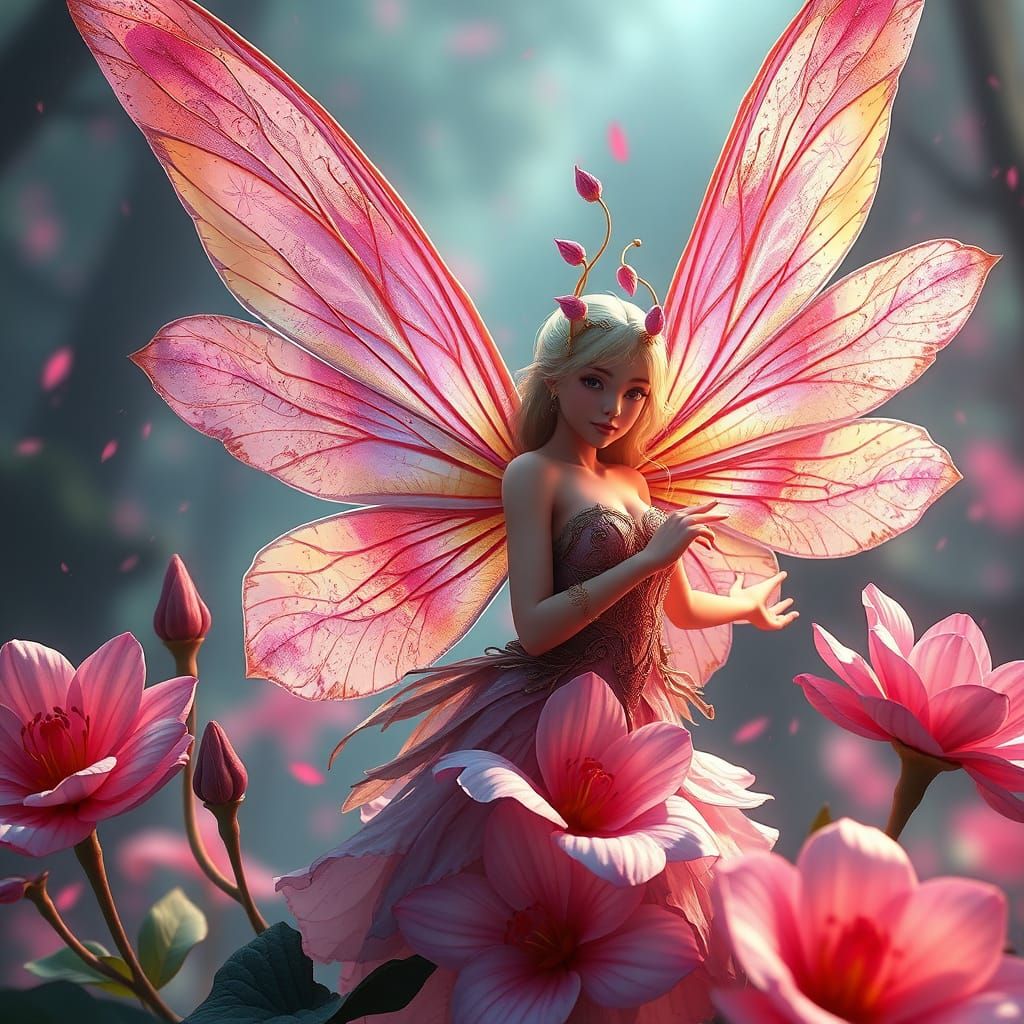 Whimsical Flower Fairy in Vibrant Fantasy World