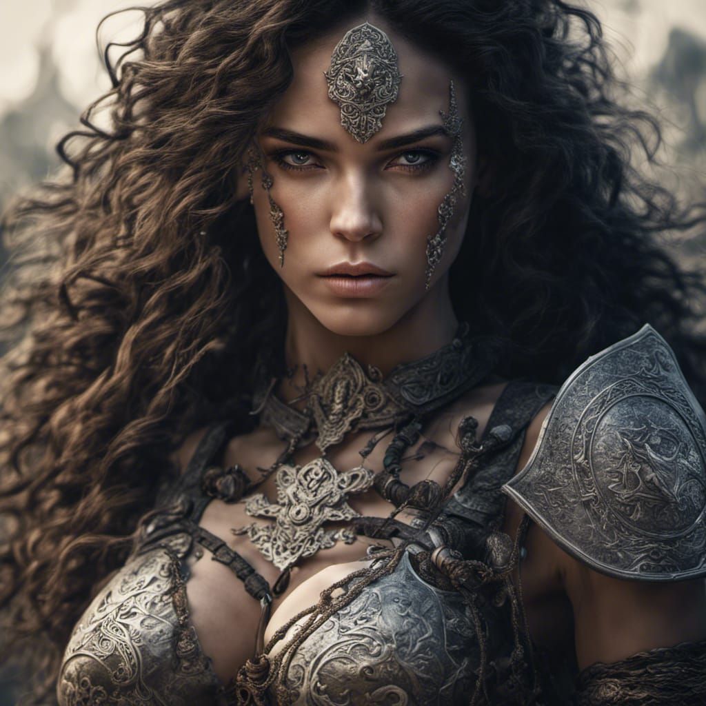 Fantasy Warrior Girl with Daggers in Hyperrealistic Style