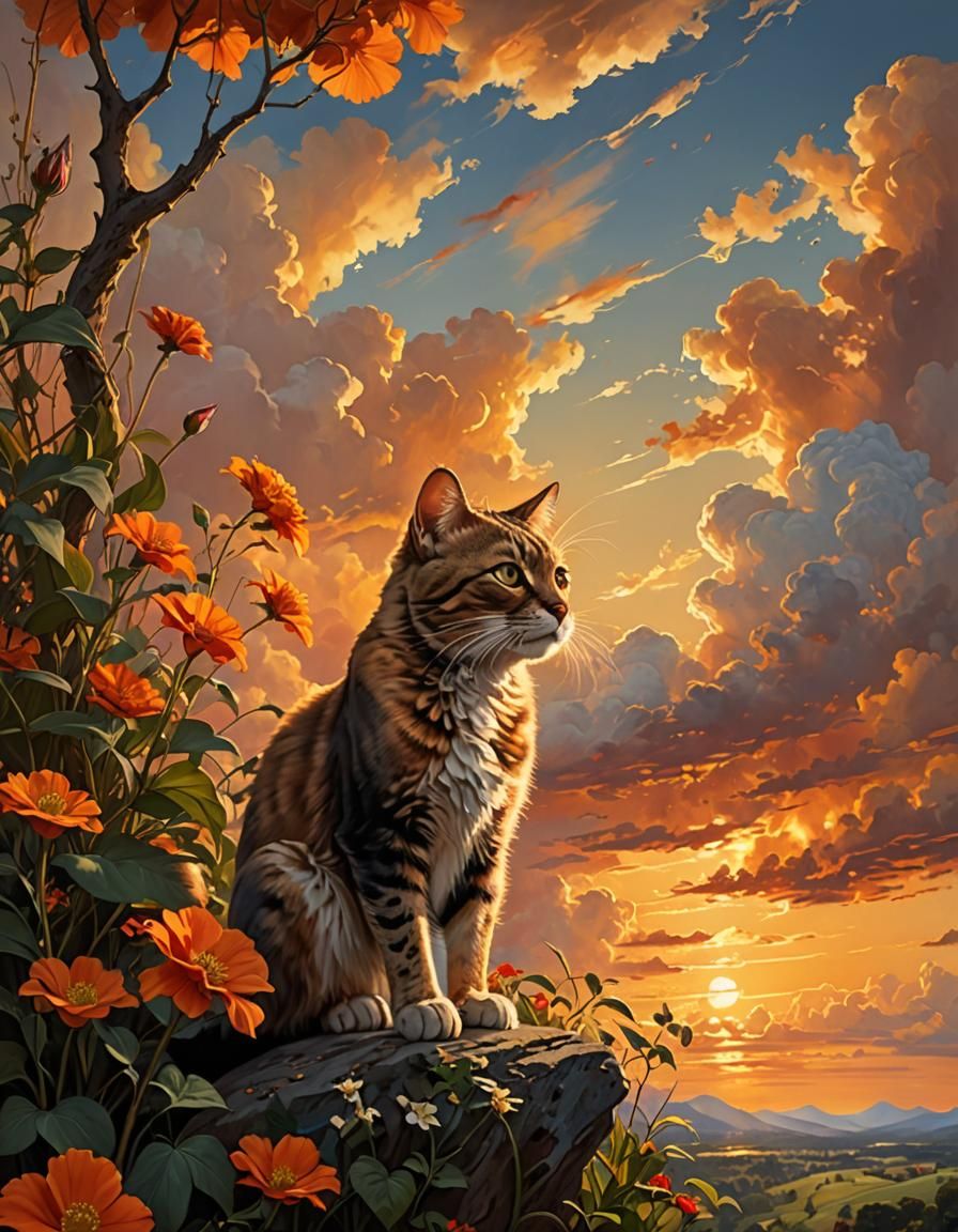 Botanical Tom and Jerry with Golden Sunset