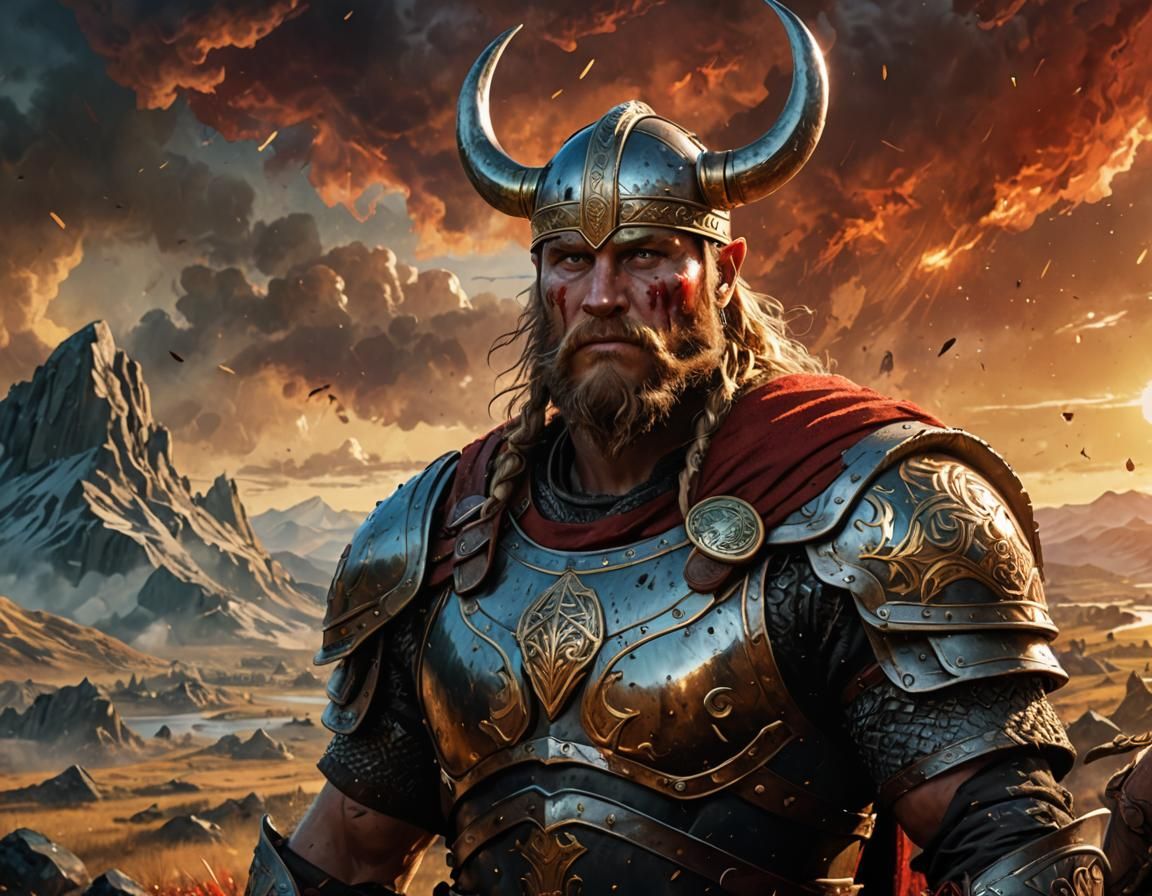 Viking Warrior Victorious in Norse Mythology Concept Art