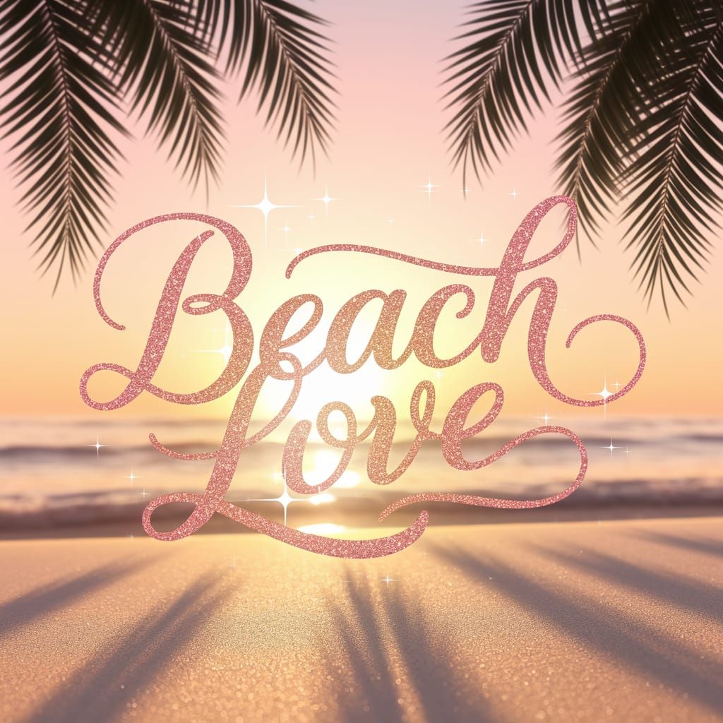 Romantic Beach Love Logo at Sunrise