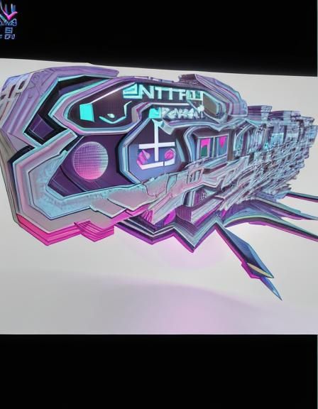 Cyberpunk Abstract Fractal Design with Zentangle Elements