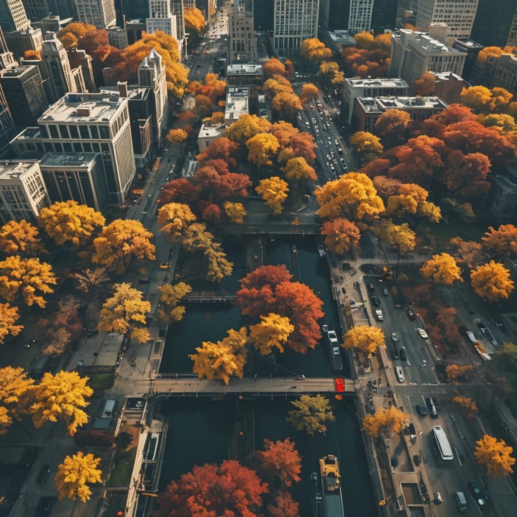 Chicago in Autumn: Cinematic Film Still