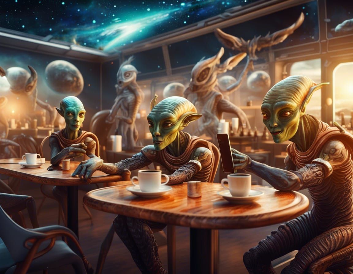 Cosmic Cafe: Aliens Take Selfies in Space