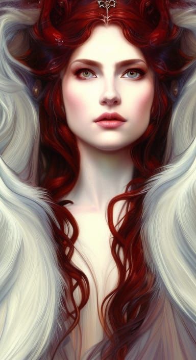 Celtic Beauty in Winter, Art Nouveau Portrait