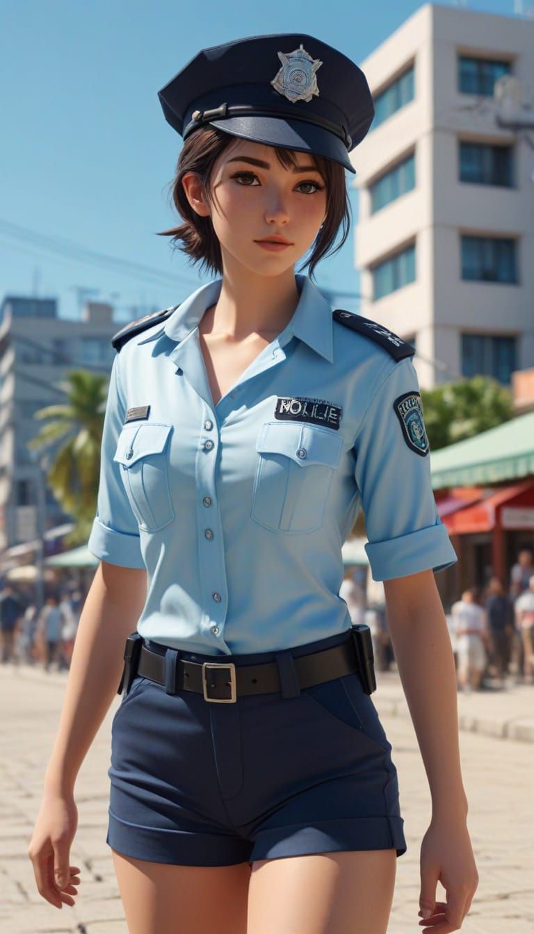 Police woman on the street