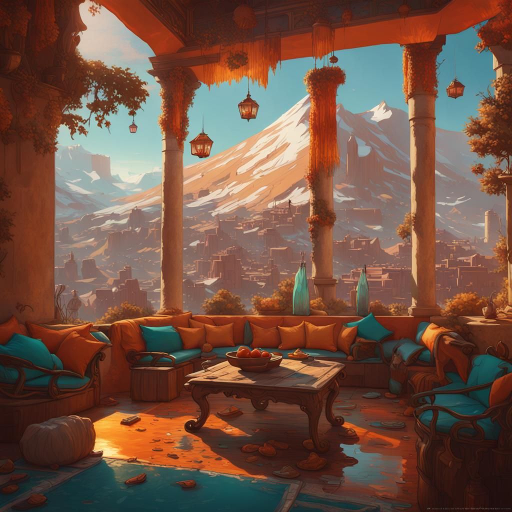 Chile Concept Art by Rutkowski, Mucha in 8K