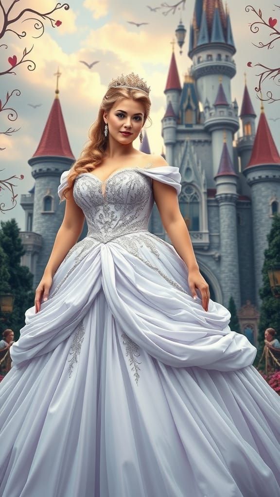 Cinderella in Ball Gown, Whimsical Fantasy Art