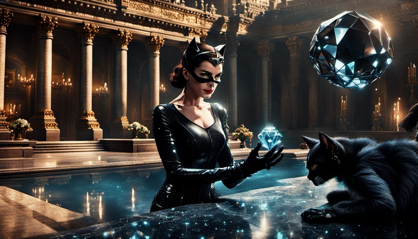 Catwoman Admiring a Diamond: Digital Matte Painting