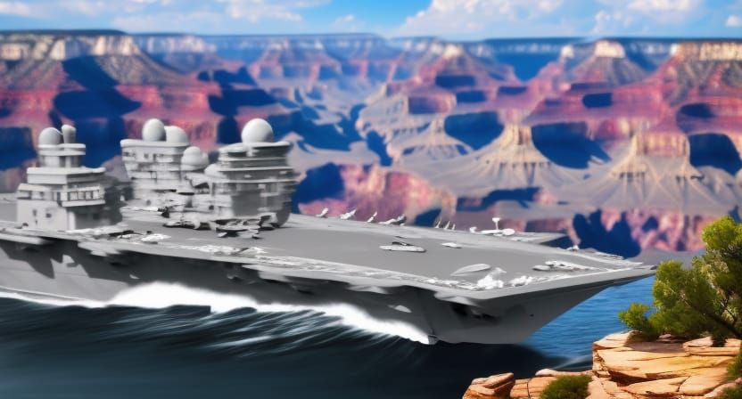Aircraft Carrier in Grand Canyon: Digital Matte Painting