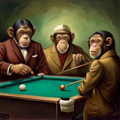 Bugsy,  Jake and Bimbo at the Pool Hall